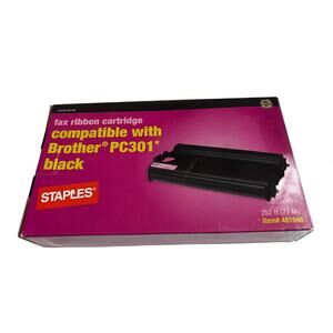 NWB Deadstock Staples Fax Ribbon Compatible with Brother PC301 Black #481948
